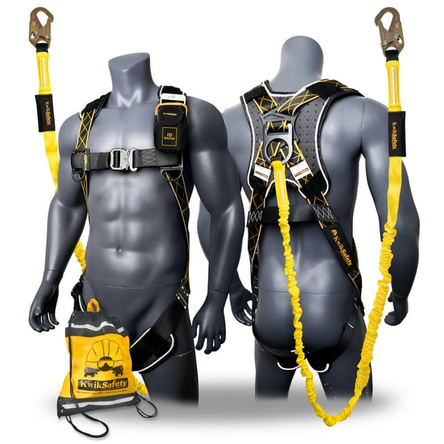 KwikSafety Harnais de Sécurité SCORPION DiamondBACK / Harnais de Protection Intégrale contre les Chutes avec Cordon de 6 Pi / Équipement de Toiture de Construction / PPE Conforme OSHA ANSI
