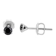 thumbnail image 2 of Black Diamond Stud Earrings Round Cut 14K White Gold Earrings Three Prong Setting 1.00 CT TW, 2 of 3