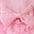 thumbnail image 5 of WERYOUNG Girls Summer Sweet Ruffled Long Sleeve Butterfly Appliques Mesh Bow Ribbed Dress Bodysuit With Headband Girls Stylish Birthday Party Onesie,Red,9-12 Months, 5 of 6