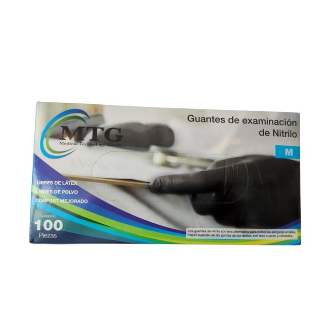 Guante de Nitrilo. MTG. Color negro. Talla M. Caja c/ 100 pzas