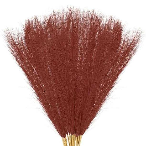 Uxcell 20 Paquete de Hierba Pampas Falsa 21.7" para Decoración del Hogar Boda Rojo Vino