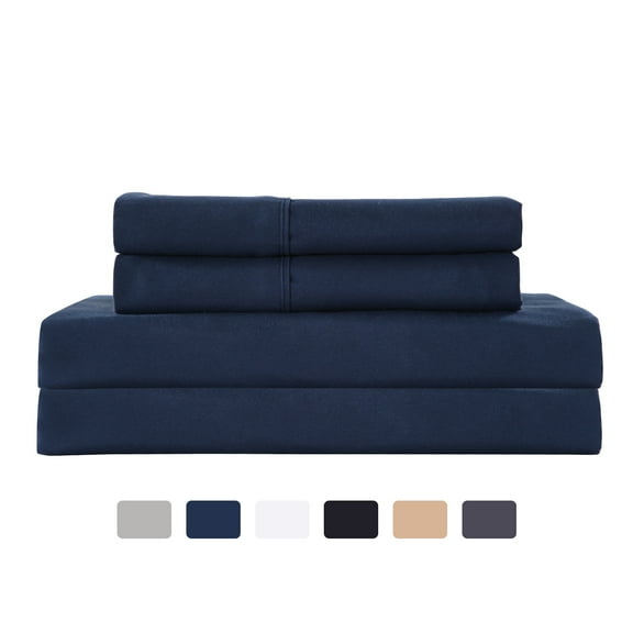 JML Queen Sheet Set Navy,Microfiber Bedding Sheet & Pillowcases,Fade Resistant,4 Piece