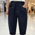 thumbnail image 2 of Huanglei Soft Denim Boy Pants For Kids – Summer Straight Lit Everyday Trousers For Boys ，Straight Leg Boys Jeans /Size 2-3 Years(Dark Blue), 2 of 4