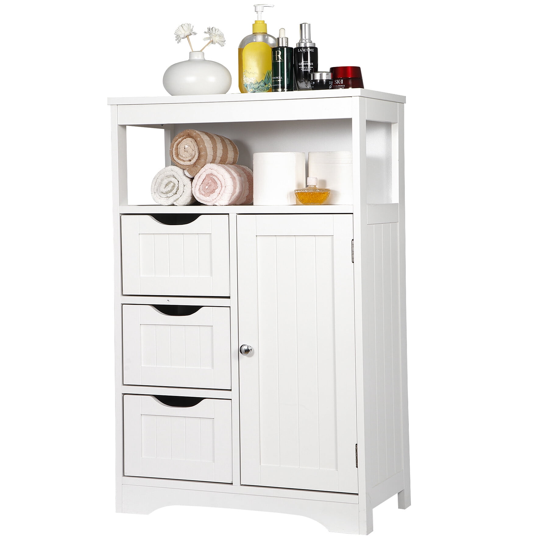 ZENSTYLE Bathroom Cabinet 3 Drawers Storage Organizer Floor Cupboard Home Living Room Decor