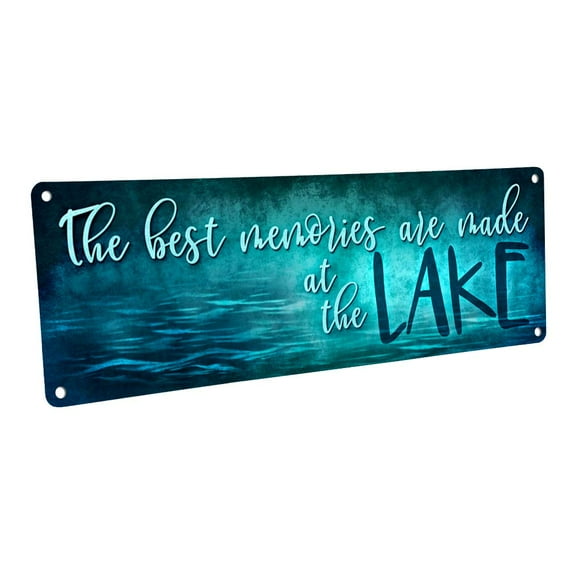 The Best Memories are Made at the Lake 4"x12" Metal Sign, Wall Décor for Beach House