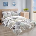 thumbnail image 2 of 3 Piece Coastal Quilt Sets King Size - Reversible Microfiber Quilts with 2 Shams Soft Lightweight Beach Bedding Nautical Bedspread Coverlet Summer Comforter Set for All Season, 106''x96'', C2, 2 of 14