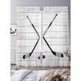 thumbnail image 3 of Ice Hockey Semi Sheer Window Curtains 96 Inches Long, Farmhouse Rustic Ball Sport Game Wooden Grain Rod Pocket Voile Silky Chiffon Curtain Light Filtering Drapes for Living Room, 52"x96", 2 Panels, 3 of 9