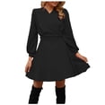 thumbnail image 2 of Gspmoly Robe pour Femmes, Mode Femmes Aguichant Été Décontractée Manches Longues Unie Bandage Robe à Col en V Robes de Cocktail pour Femmes jusqu'à 60 % de Rabais, 2 of 5