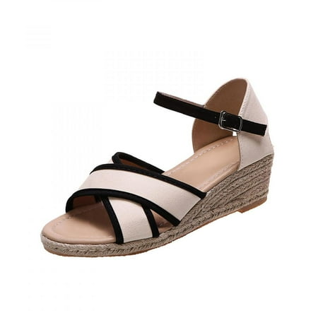 

Homedles Sandals for Women- Comfortable Gift for women Wedge Summer Plus Size Open Toe Gladiator Sandals Beige