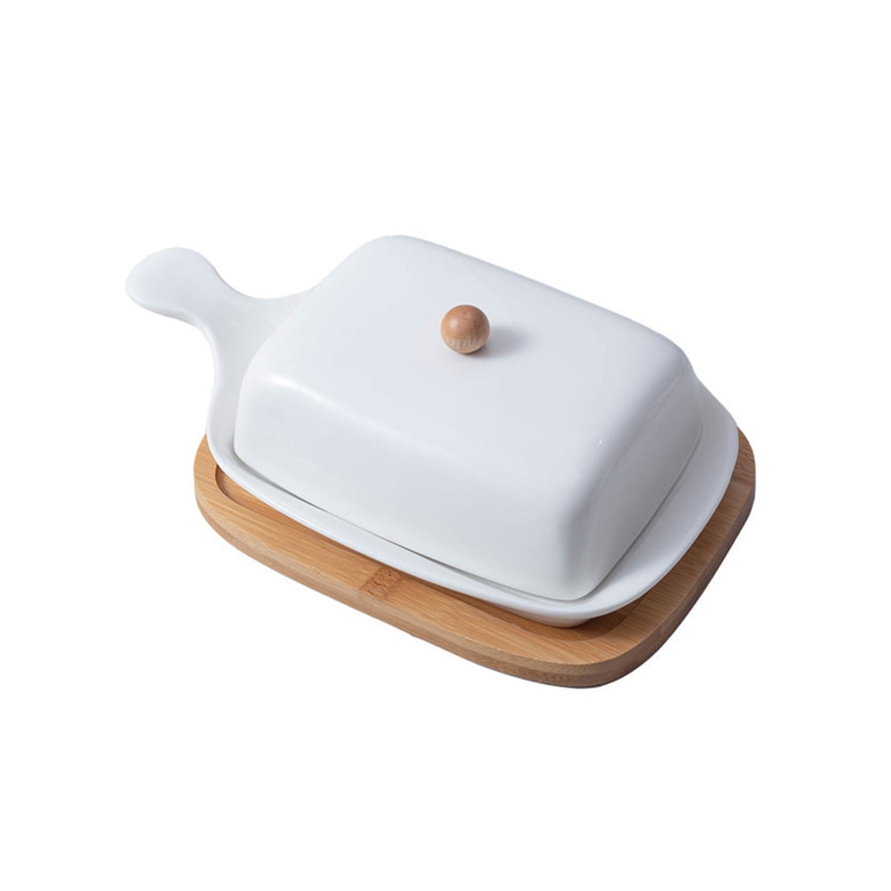 Porcelain Butter Dish with Lid Handle Cover Design Ceramic Butter Dish 