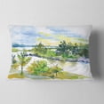 thumbnail image 2 of Designart Autumn Forest and Lake Watercolor - Landscape Printed Throw Pillow - 12x20, 2 of 5