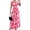 Pink, variant on JoveMarine Summer Dresses for Women 2026 Floral - Print V-Neck Long Waist Cinching Flowy Maxi Dress with Elastic Back for Beach Resort,Black L