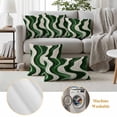 thumbnail image 6 of Geometric Green Outdoor Waterproof Pillow Covers, Vintage White Stripe Coastal Sea Wave Decorative Square Throw Pillowcase Sofa Cushion Sham for Patio/Couch/Chair, 18"x18" 2 Pack, 6 of 8