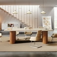 thumbnail image 5 of Tribesigns Modern Sintered Stone Conference Table Seats 6-8,  79 Inch  Meeting Table with Solid Wood Legs for Home Office Company,Walnut, 5 of 7