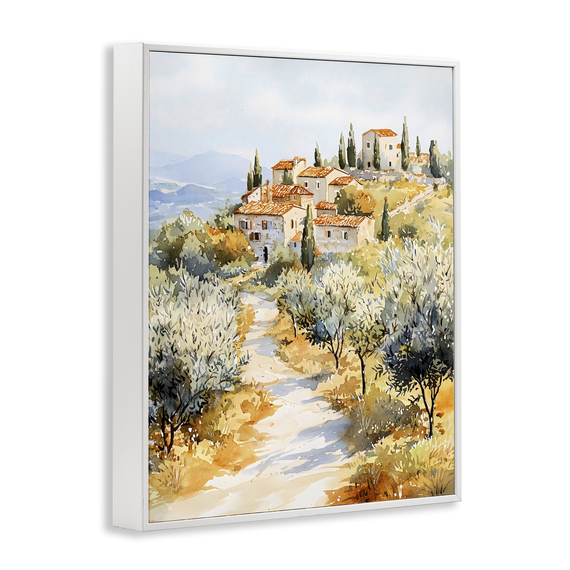 Stupell Industries Tuscan Hilltop Village View White Framed Giclee Art, design by LSR Design Studio