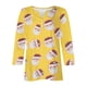 thumbnail image 4 of Puntoco Blusa informal de cuello redondo con mangas 3/4 cortas y estampado a la moda para mujer, 4 of 5