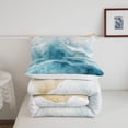 thumbnail image 5 of jejeloiu Watercolor Wave Full Size Comforter Sets,Coastal Beach Bedding Comforter Set For Boys,Blue Beige,Reversible,3pcs,1 Comforter and 2 Pillowcases, 5 of 7