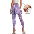 thumbnail image 4 of COEQINE Women Tennis Leggings with Skirts Elastic High Waist Fashion Yoga Skirted Legging Purple Beauty Fish Scale and Pearl Print Soft Golf Athletic Skirt, S, 4 of 7