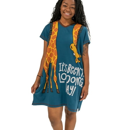 

LazyOne V-Neck Nightshirts for Women Animal Designs Long Day Giraffe S/M