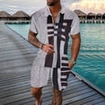 thumbnail image 2 of toraway Men's Sets Outfits 2 Piece Summer Autumn Men's Casual Striped Gradient Ramp Print Two Piece Suit Zipper Short Sleeve Top Suit Drawstring Pocket Short Set XXXL, 2 of 4