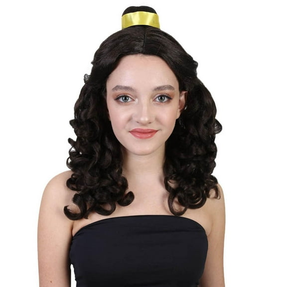 HPO Adult Women’s Classic Cosplay Style Straight Princess Wig with Ribbon, Best for Halloween, Breathable Capless Cap, Flame-retardant Synthetic Fiber