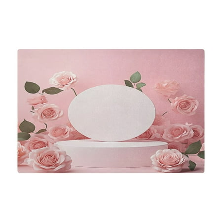 

PU Leather Kitchen Drying Mat with Silica Gel Core Coffee Bar Pad Dual-Sided Absorbent Non-Slip for Kitchen Counter Light Pink Roses