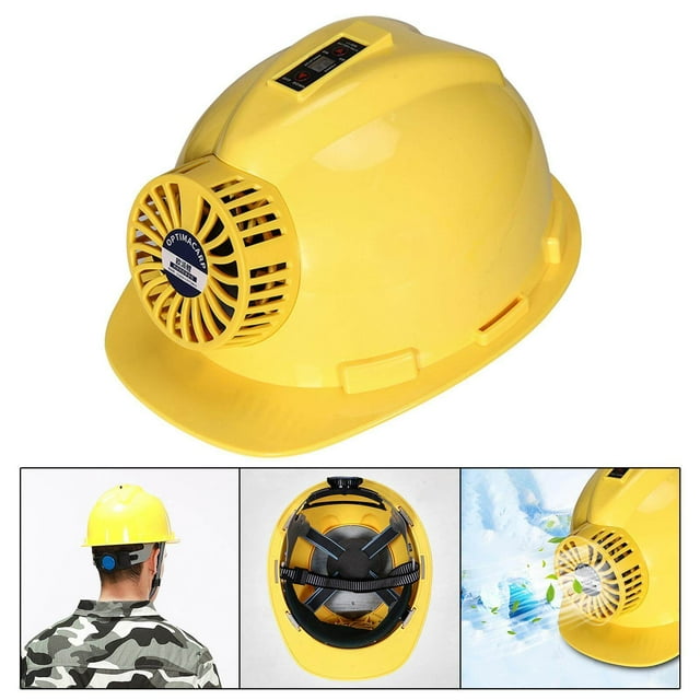 Construction Hard Hat with Fan Thickening Safety Helmet Fan Safety Multifunction Yellow