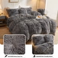 thumbnail image 2 of LIFEREVO 2 Pieces Luxury Shaggy Faux Fur Duvet Cover Set Soft Fluffy Fuzzy Comforter Set Ombre Marble Print Furry Bedding,1 Long Plush Duvet Cover+1 Pillow Cover,Zipper Closure,Tie Dye Grey,Twin, 2 of 6