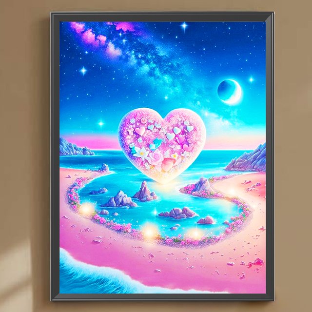 Pintura de diamante 5D DIY taladro redondo completo fantasía playa amor decoración del hogar Hugtrwg Para estrenar