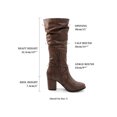 thumbnail image 2 of BLISSFUL STEP Women's Slouch Buckles Biker Boots Chunky Heels Knee High Boot Brown 6, 2 of 8