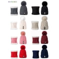 thumbnail image 2 of BadPiggies 2-Pieces Winter Knitted Beanie Hat Scarf Set Thick Warm Velvet Lining Skull Ski Cap with Pompom for Men Women, Red, 2 of 8