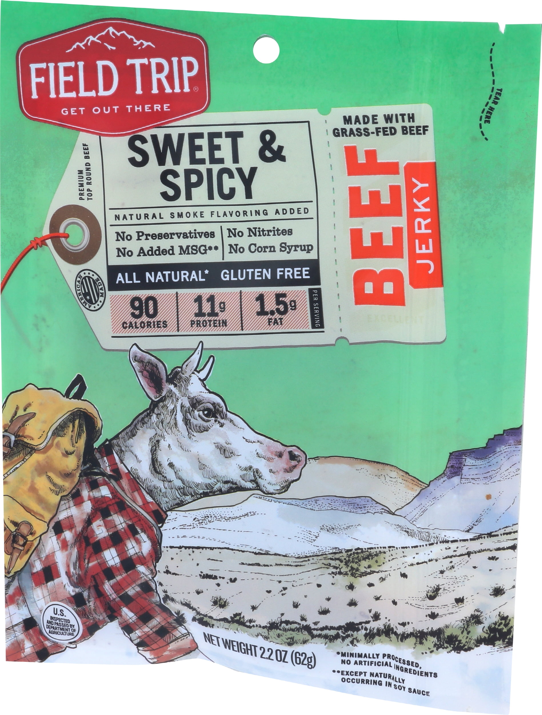 Pack of 9, Fieldtrip Sweet & Spicy Beef Jerky, 2.2 oz