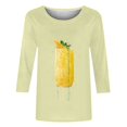 thumbnail image 4 of Qertyioot Vêtements de Noël pour Femmes, T-Shirt d'Été Décontracté pour Femmes à Imprimé Bière, Col Rond, Manches 3/5, Coupe Ample, 4 of 5