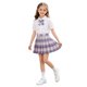 thumbnail image 1 of Odeerbi Niñas 3 Piezas Preppy Traje Ruffle Camisa de Manga Corta y Falda Plisada Cuadrado Conjunto de Uniforme Escolar Con Corbata, 1 of 6