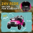 thumbnail image 3 of Xuanlur 24V Ride on Truck Car w/Parent Remote Control, Ride on Toys w/4-Wheel Suspension, Power Display, Bluetooth, Music, LED Headlight, Electric Car for Kids Aged 3+, Pink, 3 of 8
