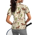 thumbnail image 2 of Whosucclay Horse & Cactus Pattern Lightweight Polo Shirts, Polyester Tennis Shirts Breathable Soft Short Sleeve Golf Shirts for Women for Gym Outdoor Size Small, 2 of 10