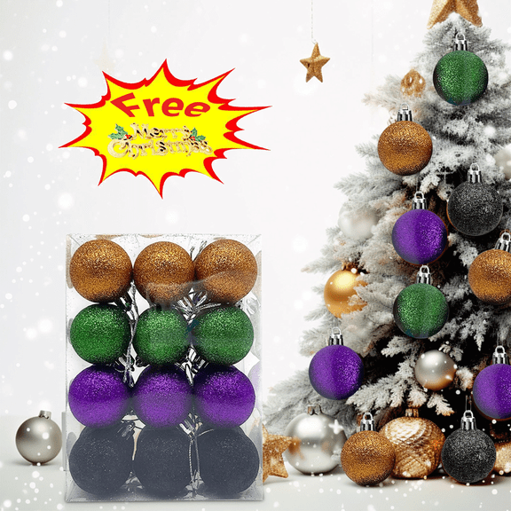 Suncoda 24Pcs Christmas Balls Ornaments Set, Christmas Shatterproof Ball with Strings - Halloween Christmas Decorations for Xmas Tree, Holiday, Wedding, Party (Free Pendant)