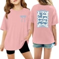 thumbnail image 3 of LRen Girls Short Sleeve T-Shirts Kids Letter Print Shirts Cute Summer Basic Tees Tops Soft Fashion Crewneck Tees, 3 of 5