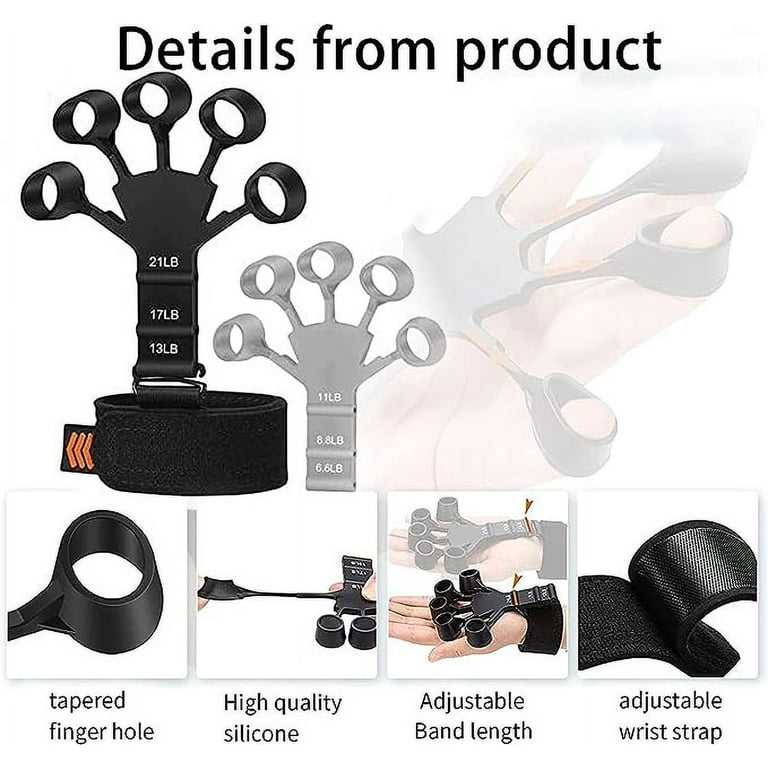 Grip Strength Trainer Finger Strengthener Hand Grip Strengthener 6 Resistant Level Finger Exerciser Adjustable Hand Strengthener for Hand Therapy