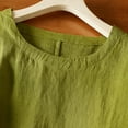 thumbnail image 4 of Women's Casual T-Shirts Summer Short Sleeve Floral Embroidered Tunic Tops Loose Cotton Linen Trendy Blouses Shirts L-2XL, Green, XXL, 4 of 6