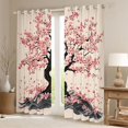 thumbnail image 2 of Manfei Minimal Sakura Black Out Curtains for Girls Women, Wave Tree Curtains Pack of 2 (42x63 Each), Pink Black Beige, 2 of 6