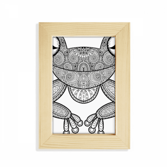 Paint Small Frog Green Art Deco Fashion Desktop Display Photo Frame Picture Art Painting 5x7 inch