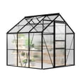 thumbnail image 7 of 6×6 FT Greenhouse for Outdoors, Polycarbonate Greenhouse with Adjustable Roof Vent, Sliding Door and Rain Gutter, Aluminum Walk-in Green Houses for Outside Patio Backyard Garden, Black, 7 of 7