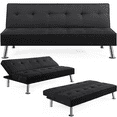 thumbnail image 5 of Alden Design 66" Modern Fabric Convertible Futon Sofa Bed with USB, Black, 5 of 14