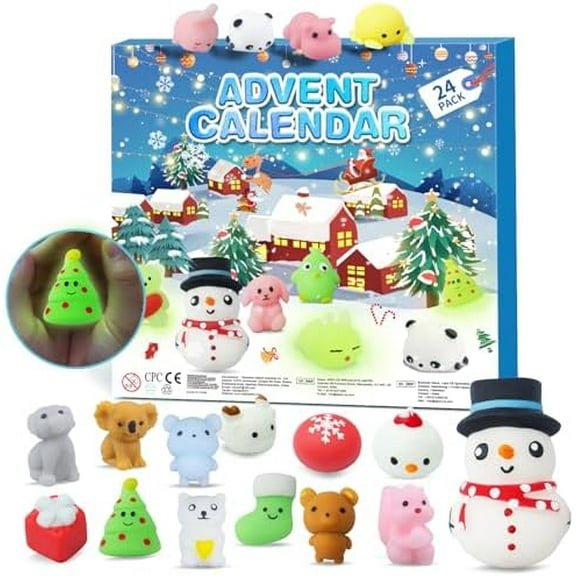 Advent Calendar 2025, Luminous Mochi 24 Days of Christmas Countdown Calendar, 24 Pcs Squishies Fidget Advent Calendar, Christmas Gift for Kids$$Home Decor, Kitchen, & Other