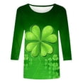 thumbnail image 3 of Xuyuer Womens 3/4 Sleeve St. Patrick's Day T-Shirts Crew Neck Spring Graphic Tee Tops Cute Tunic Tops Basic Tees Blouses Business Work Tee Top Merry and Bright Graphic Tee Tops, 3 of 6