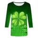thumbnail image 4 of RKSTN 3/4 Length Sleeve Womens Tops Oversized Crewneck St Patricks Day Lucky Shamrocks Graphic Print T Shirt Womens Casual Plus Size Round Neck Loose Irish Festivities Three Quarter Sleeve Shirt, 4 of 6