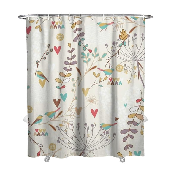 Romantic Tropical Shower Curtain - Dreamy Exotic Flowers and Leaves, 72x84 Inches