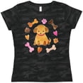 thumbnail image 3 of Inktastic Cute Puppy Valentine with Hearts and Bones Women's T-Shirt, 3 of 5