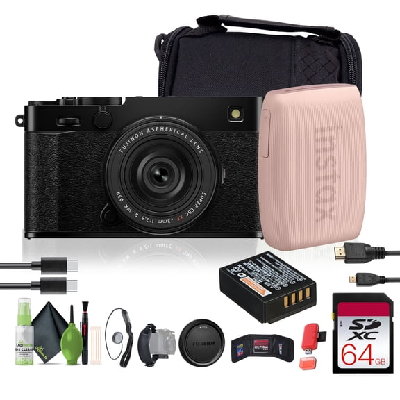 FUJIFILM X-E5 Mirrorless Digital Camera with XF 23mm f/2.8 Lens (Black), Printer - Pink